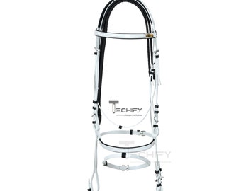 White PVC Horse Bridle: All-Weather Riding with Rubber Grip Reins