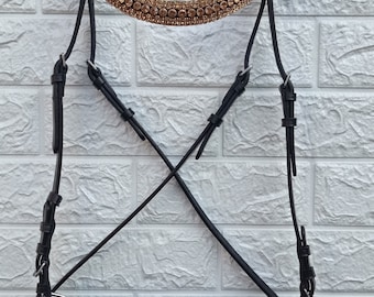 Leather Bitless Bridle with Gold Crystal Browband