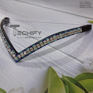 V-Shape Leather Browband with Elegant Crystal Design