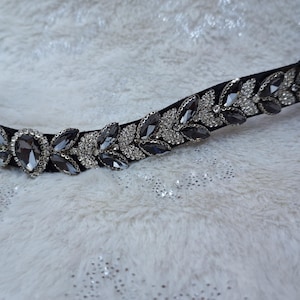 Horse Leather Browband with Grey Crystal White Leaf shape Crystal browband with top Quality Leather