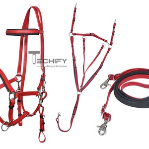 Red PVC Endurance Halter Bridle Set: Washable Equestrian Tack