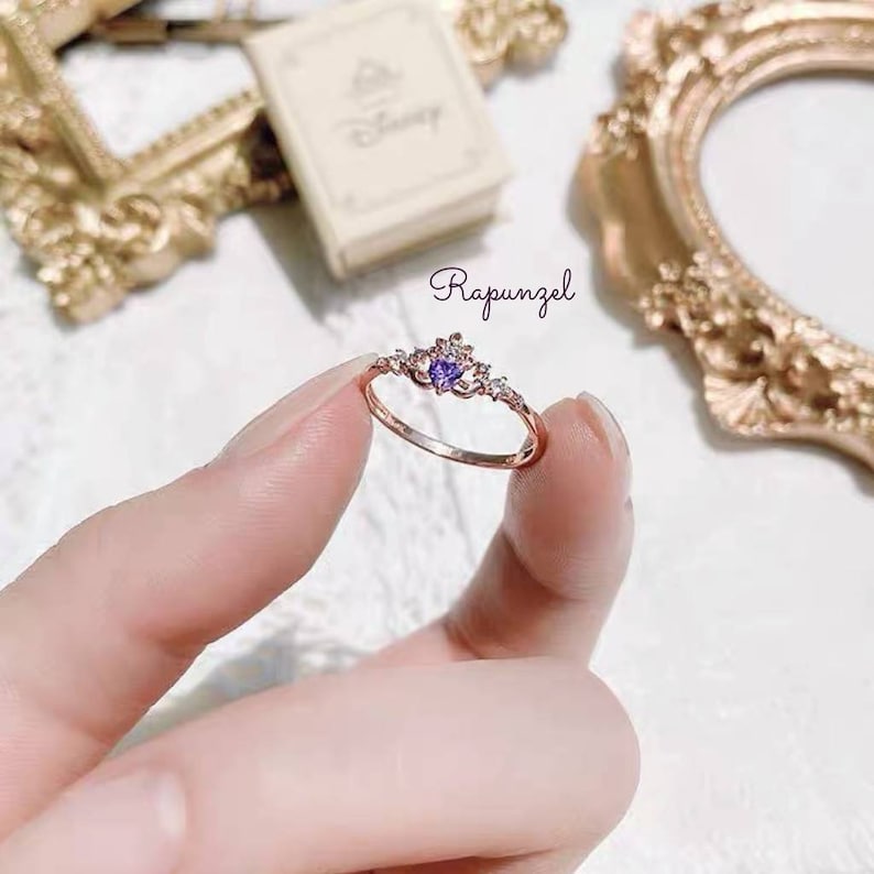 Adjustable DISNEY PRINCESS RING Tangled Crown Ring Engagement Etsy