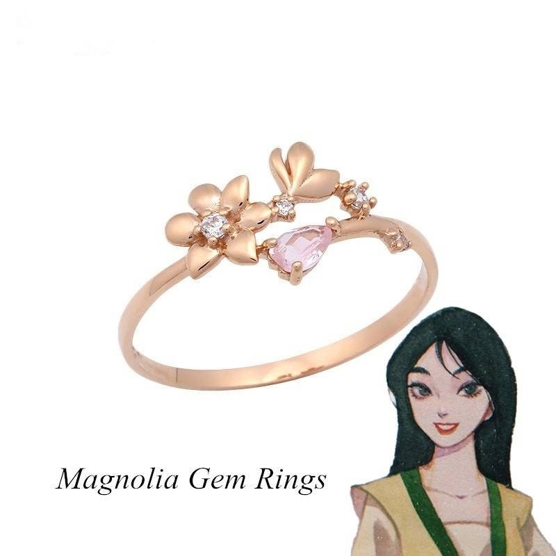 Mulan Disney Princess Ring Adjustable Pink Flower Ring Etsy