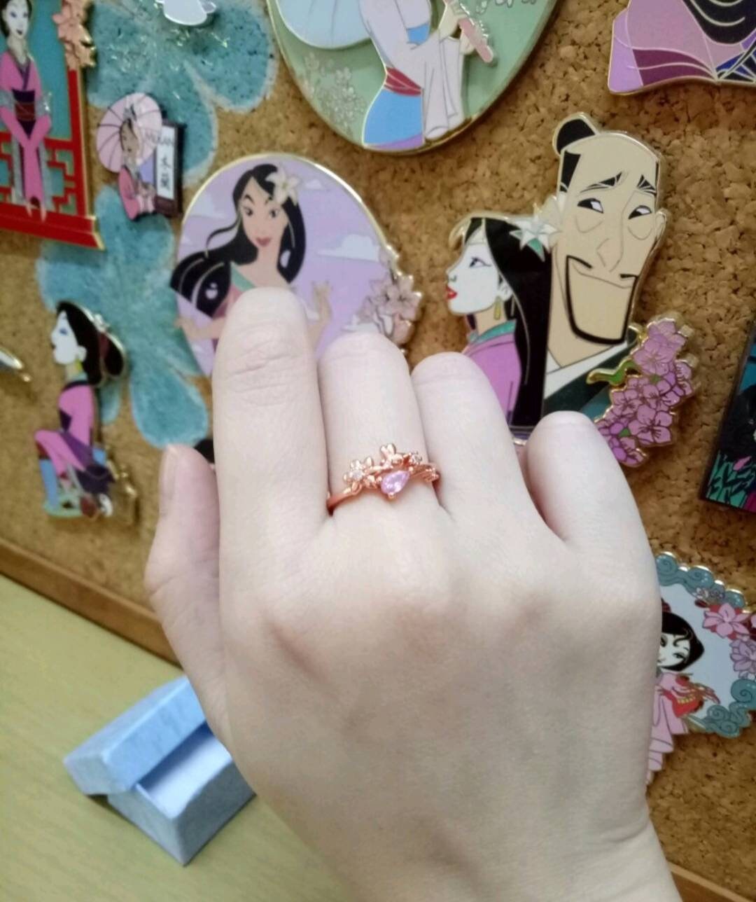 Mulan Disney Princess Ring Adjustable Pink Flower Ring Etsy