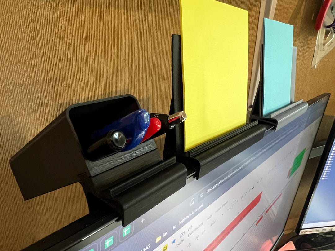 Computer Pen Topper Task Topper + Writetopper Set – Monitor-mounted Note & Pen Holder Combo ...