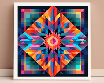 Modern Abstract Geometric Wall Art, Vibrant Digital Print, Instant ...