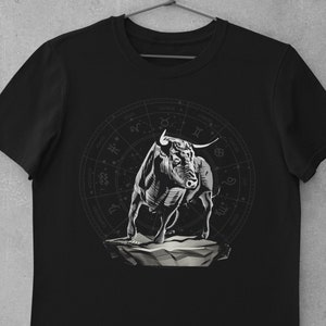 Constellation Taurus Zodiac Sign Black - Graphic T-Shirt - Organic Cotton - Unisex/Women/Men - Size XS-XXXXXL