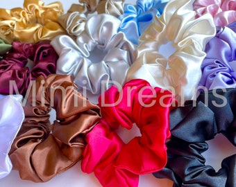 SATIJNEN SCRUNCHIE, Chouchou, Haaraccessoires, Satijnen strikken, Gecoat elastiek, Satijnen elastiek