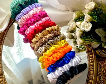 Satin Skinny Scrunchie, anti-breakage elastic, coated hair elastic, scrunchies that do not break the strands