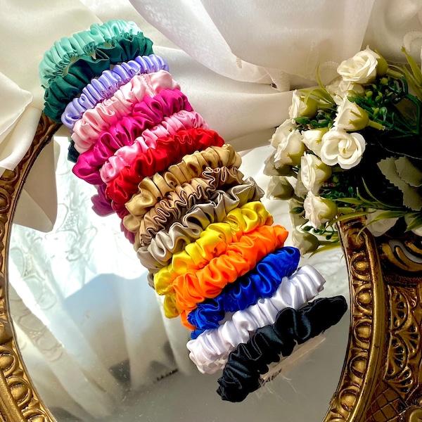 Satin Skinny Scrunchie, anti-breakage elastic, coated hair elastic, scrunchies that do not break the strands