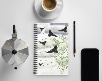 Crows Soaring in a Storm Spiral notebook - school supplies