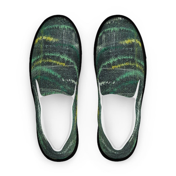 Amazonian Men’s Slip-on Canvas Shoes - Dark Green Design