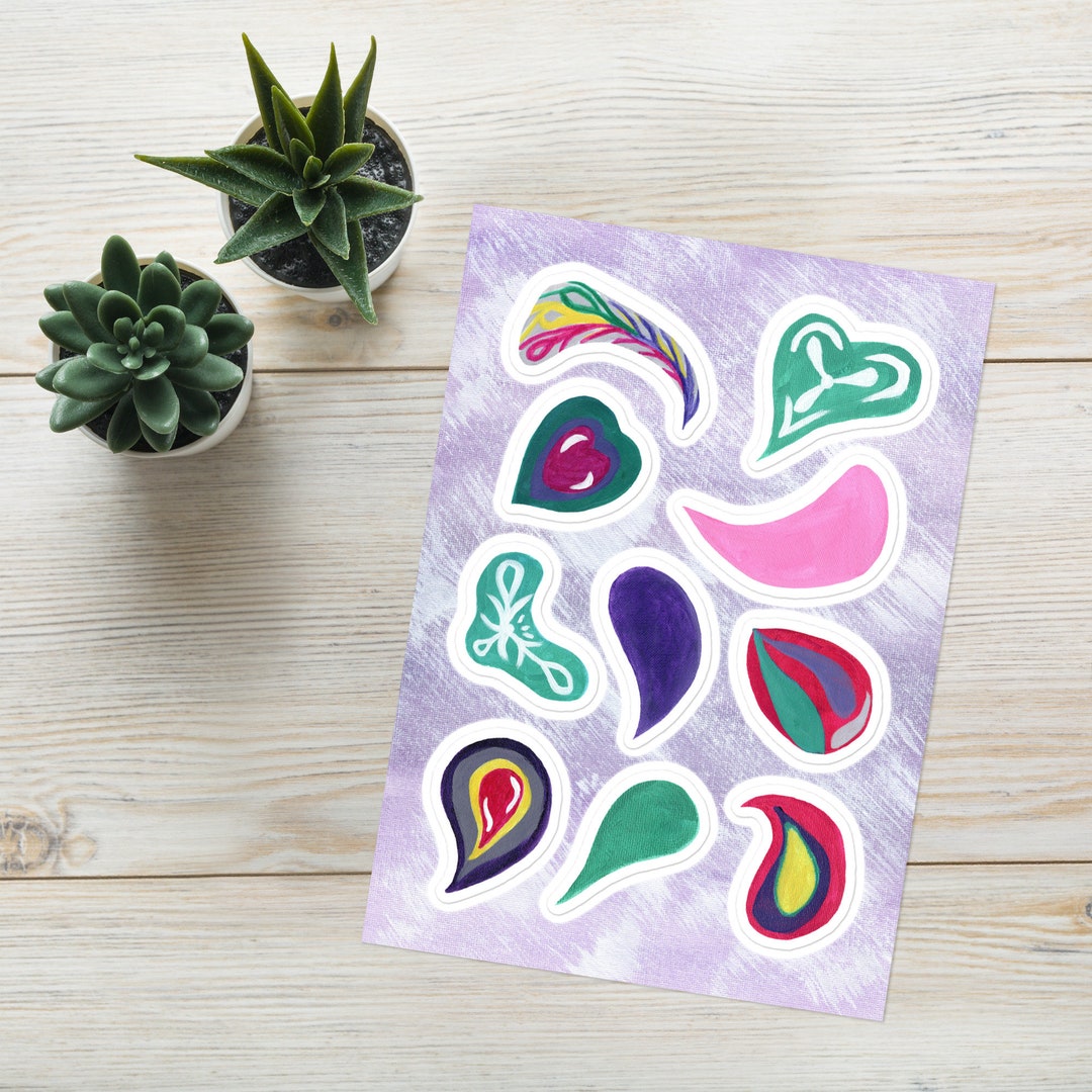 Abstract Doodles Sticker Sheet: Colorful Shapes for Scrapbooking - Etsy