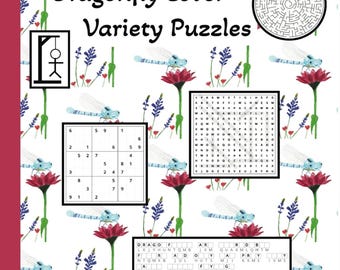 Libro di puzzle digitale Dragonfly: ricerca di parole, sudoku, labirinti (PDF stampabile)