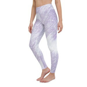 Lavender and White Canvas Art Yoga Leggings