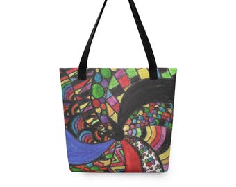 Zany Color Tote Bag: Spacious Zentangle Polyester All Purpose Bag