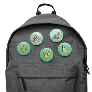 Set of Butterfly Pin Buttons - backpack accessories