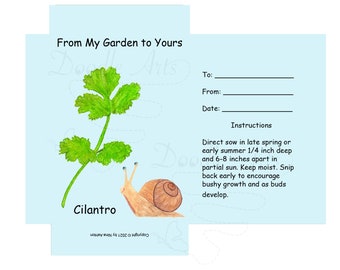 Printable Cilantro Seed Packet Template, Seed Envelope Template, Seed Packet Envelope, Digital Download, From My Garden to Yours