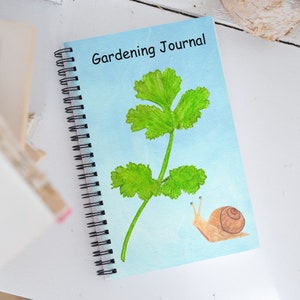 Cilantro and Snail Gardening Journal - Spiral notebook, school supplies