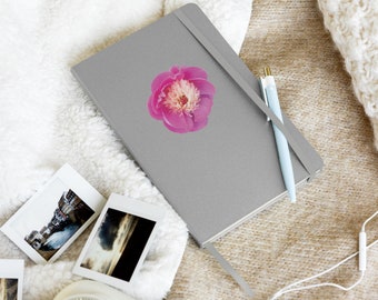 Peony Hardcover bound notebook with elastic enclosure and ribbon marker - school supplies