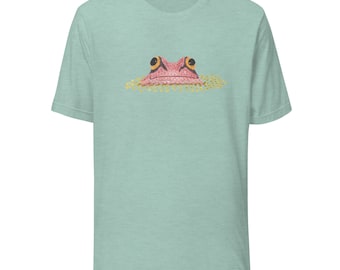 Frog Peeking From Duckweed T-Shirt: Watercolor Nature Art