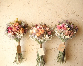 Dried Wildflower Bouquets, Naturally Preserved Flowers, Boho Wedding Decor, Bridal and Bridesmaid, Bouquets for a Bud Vase, Gifts under 35