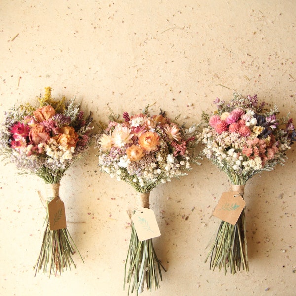 Dried Wildflower Bouquets, Naturally Preserved Flowers, Boho Wedding Decor, Bridal and Bridesmaid, Bouquets for a Bud Vase, Gifts under 35
