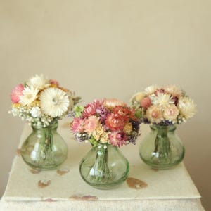 Dried Flower Bouquet in French Provincial Jam Jars, Wildflower Wedding & Home Decor