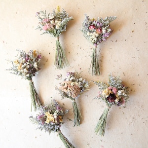 Mini Dried Wildflower Bouquets, Gifts under 15, Naturally Preserved Flowers for Small Bud Vase, Seasonal Floral Home Decor, Tiny Bouquet