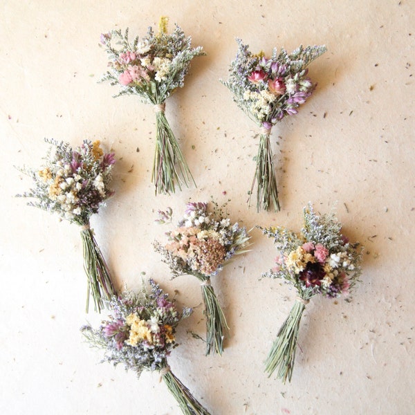 Mini Dried Wildflower Bouquets, Gifts under 15, Naturally Preserved Flowers for Small Bud Vase, Seasonal Floral Home Decor, Tiny Bouquet