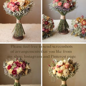 Customized bridal and bridesmaid bouquets. This photo explains how the shop offers a variety of color palettes, from pastel through jewel tones. Seasonally inspired spring, summer, autumn and winter bridal, bridesmaid, groom's boutonniere, groomsmen boutonnieres, corsages, flower crowns, combs and hairpins and wildflower wedding table decor.