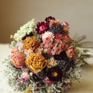 Custom Bridal & Bridesmaid Dried Wildflower  Bouquets, Custom Dried Flower Bouquet Size and Price Guide, Cottage Garden Wedding Flowers
