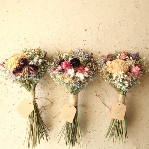 Dried Peony & Strawflower Bouquets. Spring Inspired Boho Wedding and Home Decor, Valentines Floral Gifts under 35, Blush and Mauve Tones