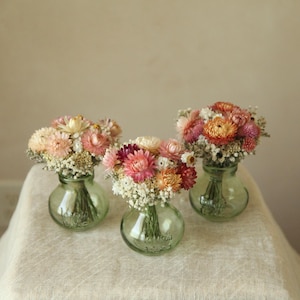 Dried Flower Bouquet in French Provincial Jam Jars, Wildflower Wedding Decor, Mother's Day Florals