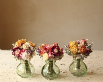 Small Bud Vase Bouquets. Dried Floral Arrangements in French Provincial Style Jam Jars, Gifts under 25,  Wedding, Bridal Shower & Home Decor