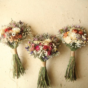 Custom Dried Wildflower Wedding Bouquets, Romantic Boho Wedding Decor, Dried Flower Bridal Bouquet and Centerpiece, Seasonal Wedding Decor image 7