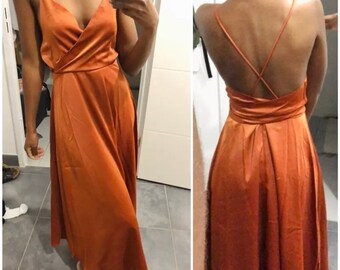 etsy burnt orange bridesmaid dress