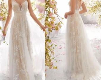 Nude Wedding Dress Boho - Etsy