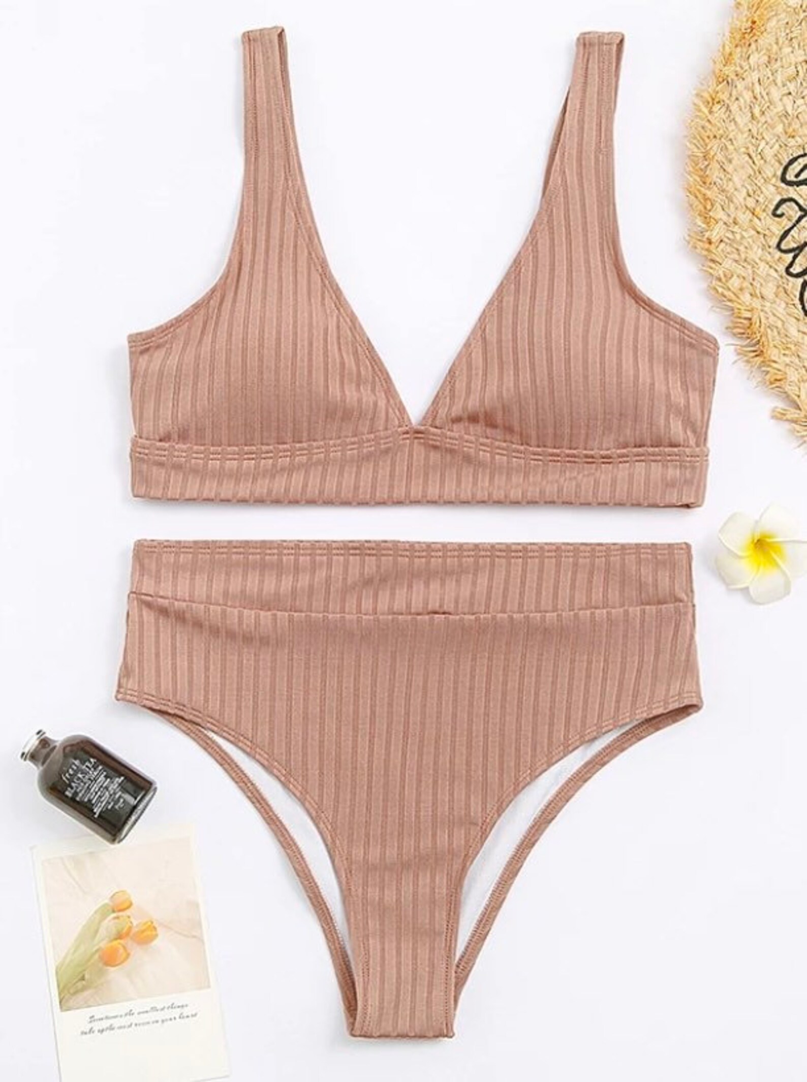 Soft Bikini Neutral Colors Ribbed Bikini Textured Etsy