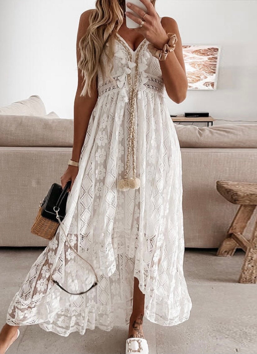 Boho lace dress bohemian white dress white lace dress Etsy