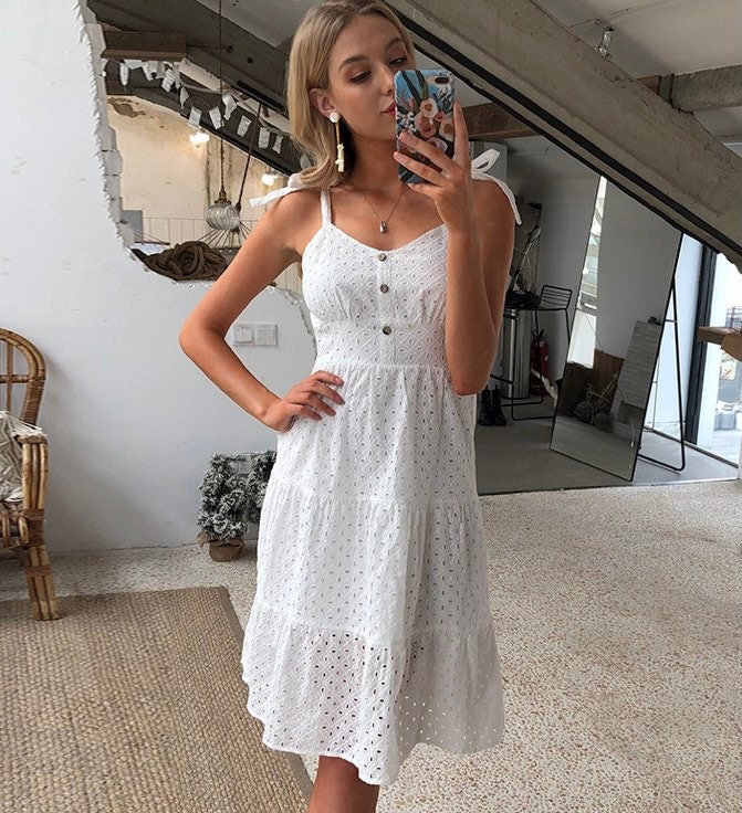 Boho Lace Dress Bohemian White Dress White Lace Dress - Etsy