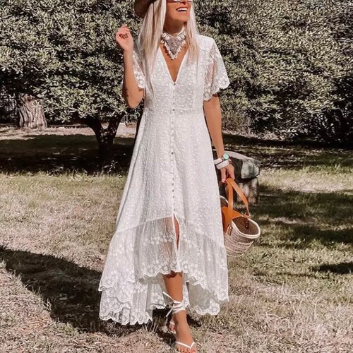 boho lace tulle maxi dress