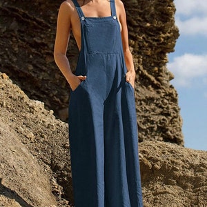 Linen Overallscotton and Linen Jumpsuit Solid Color - Etsy