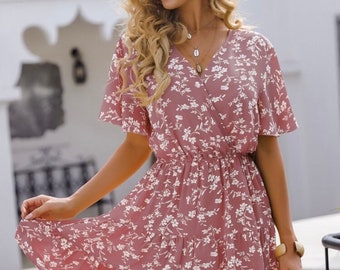 white dress with pink flowers