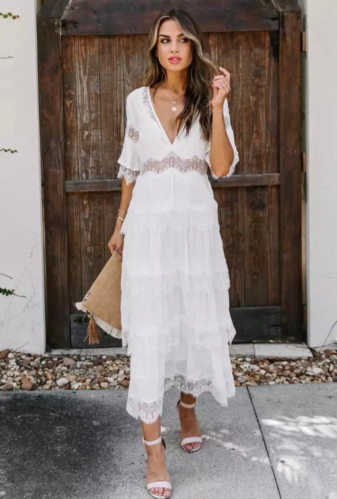 Boho Lace Dress White Lace Dress Maternity Dress Lace - Etsy