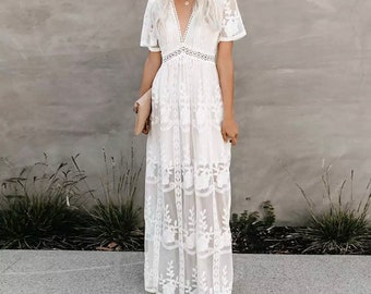 flowy boho white dress|OFF 70 ...