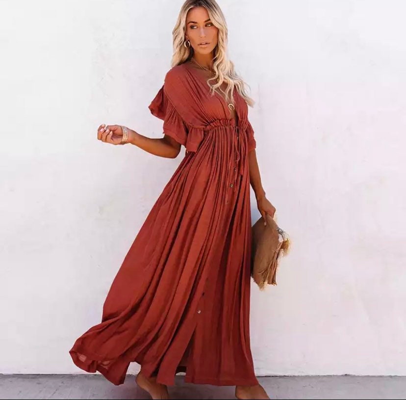 boho rust dress