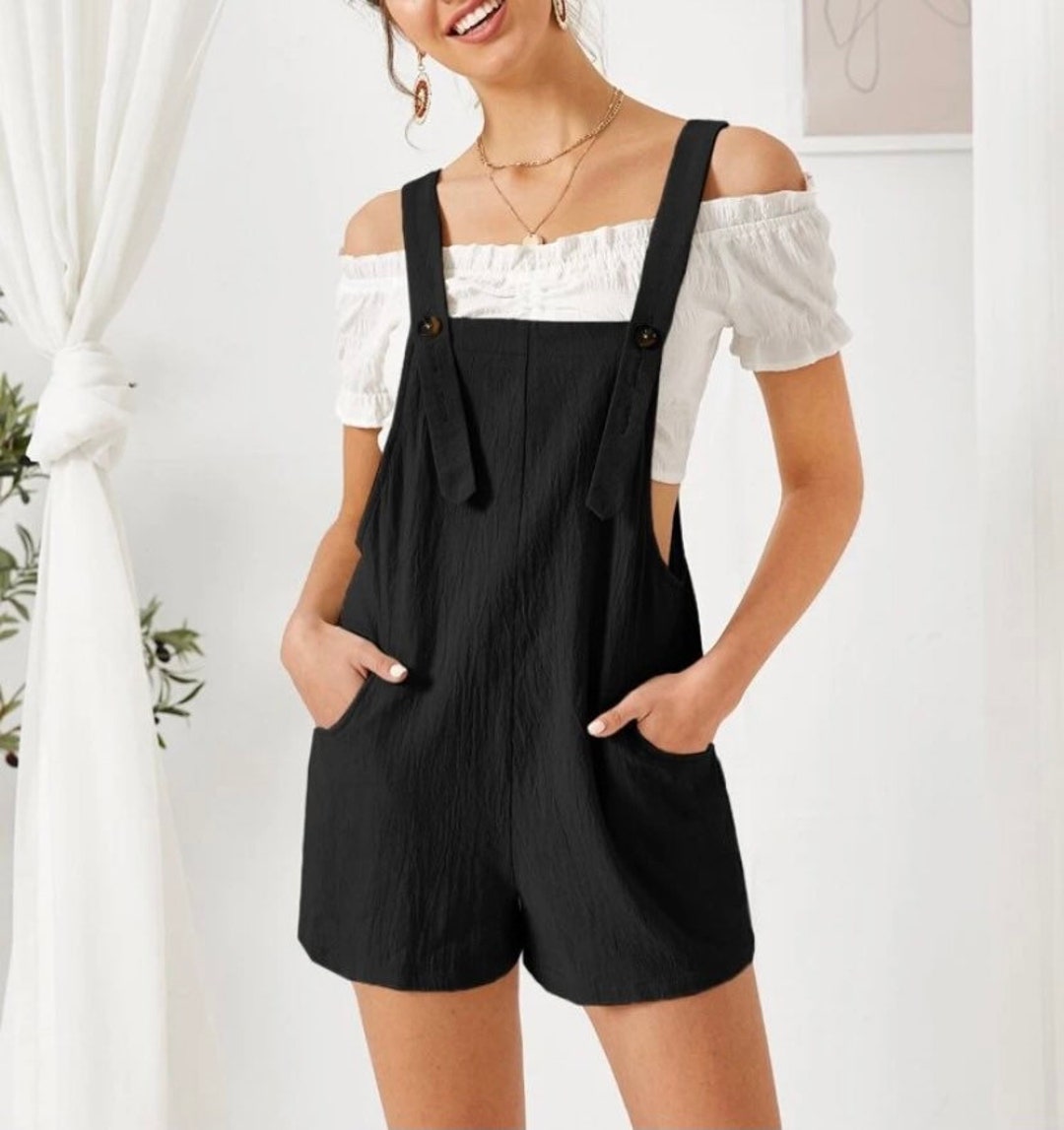 Linen Overalls Linen Romper Linen Jumpsuit Causal Linen Etsy