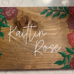 Hand Painted Floral Wood Sign-Customizable