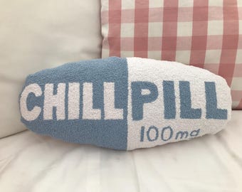 Punch Needle Chill Pill Pillow, Throw Chill Pill Pillow Cover, Tufted Chill Pill Pillow Case